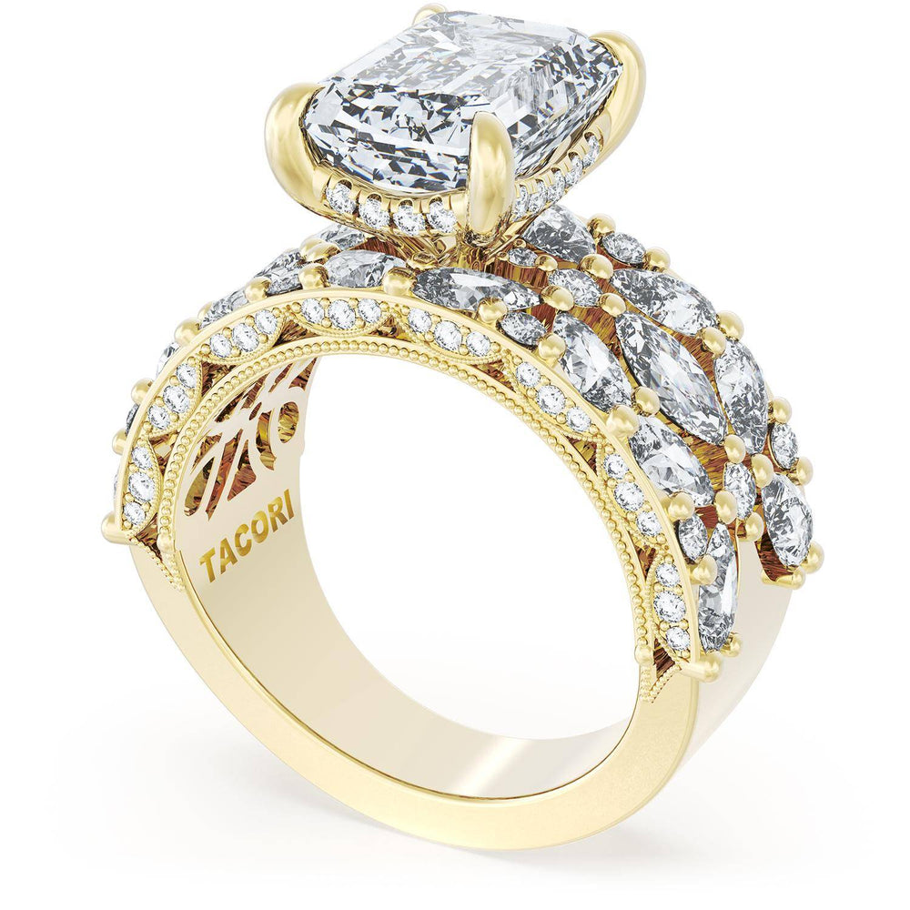 Emerald Solitaire Engagement Ring w/ Marquise & Pear Band