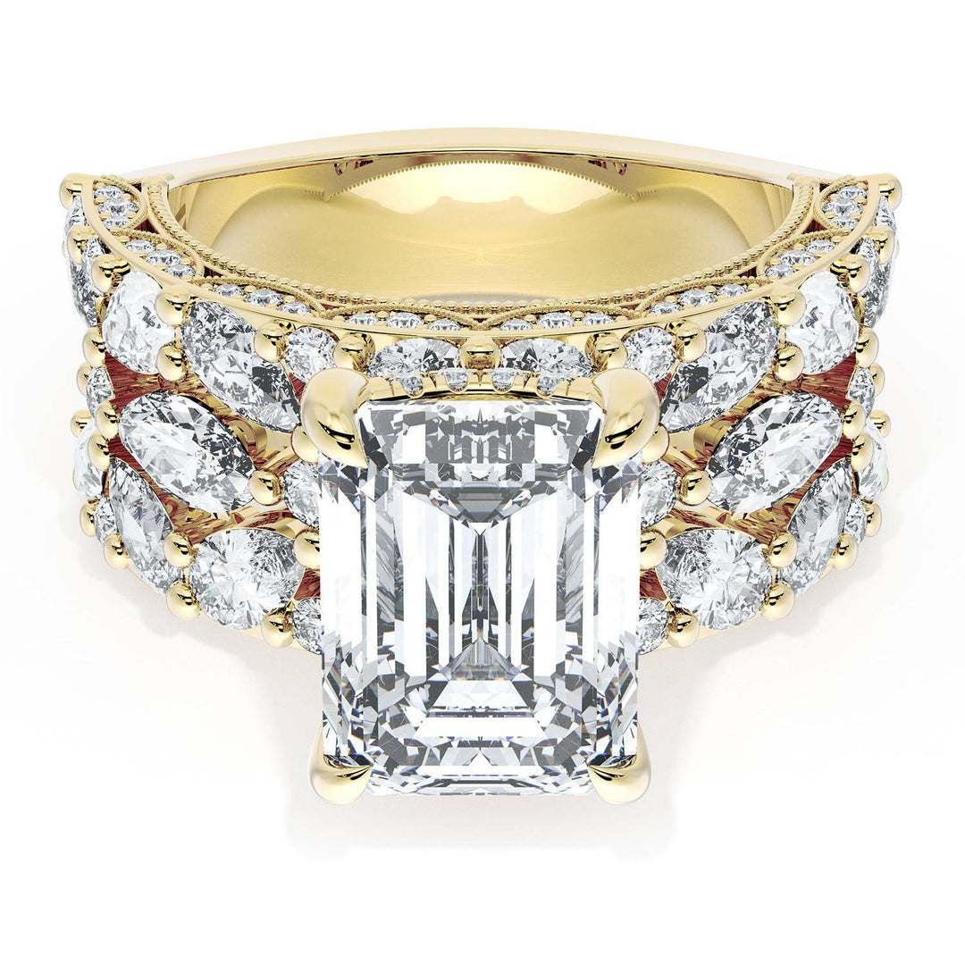 Emerald Solitaire Engagement Ring w/ Marquise & Pear Band