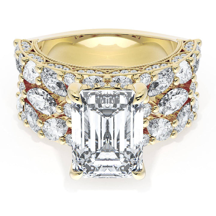 Emerald Solitaire Engagement Ring w/ Marquise & Pear Band