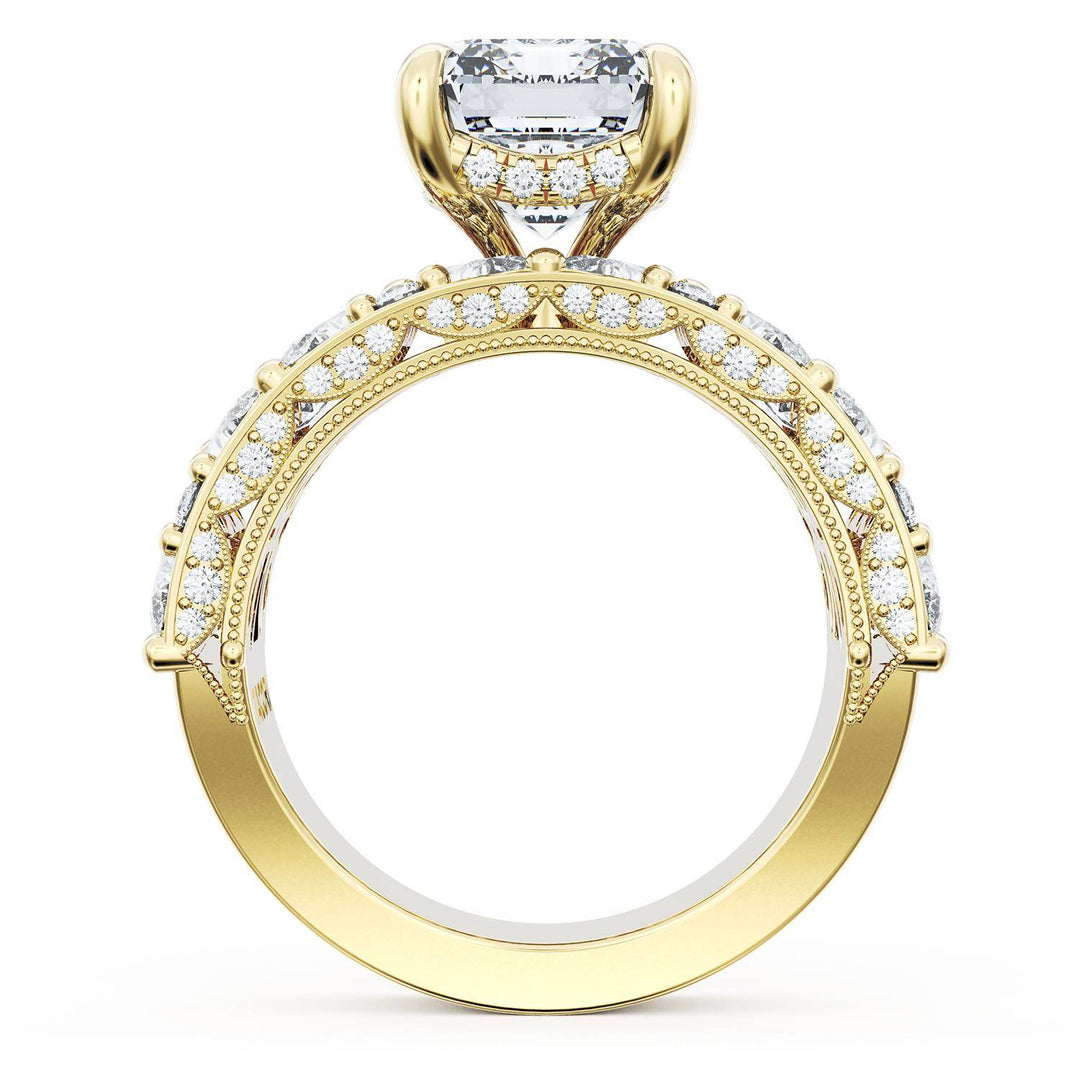 Emerald Solitaire Engagement Ring w/ Marquise & Pear Band