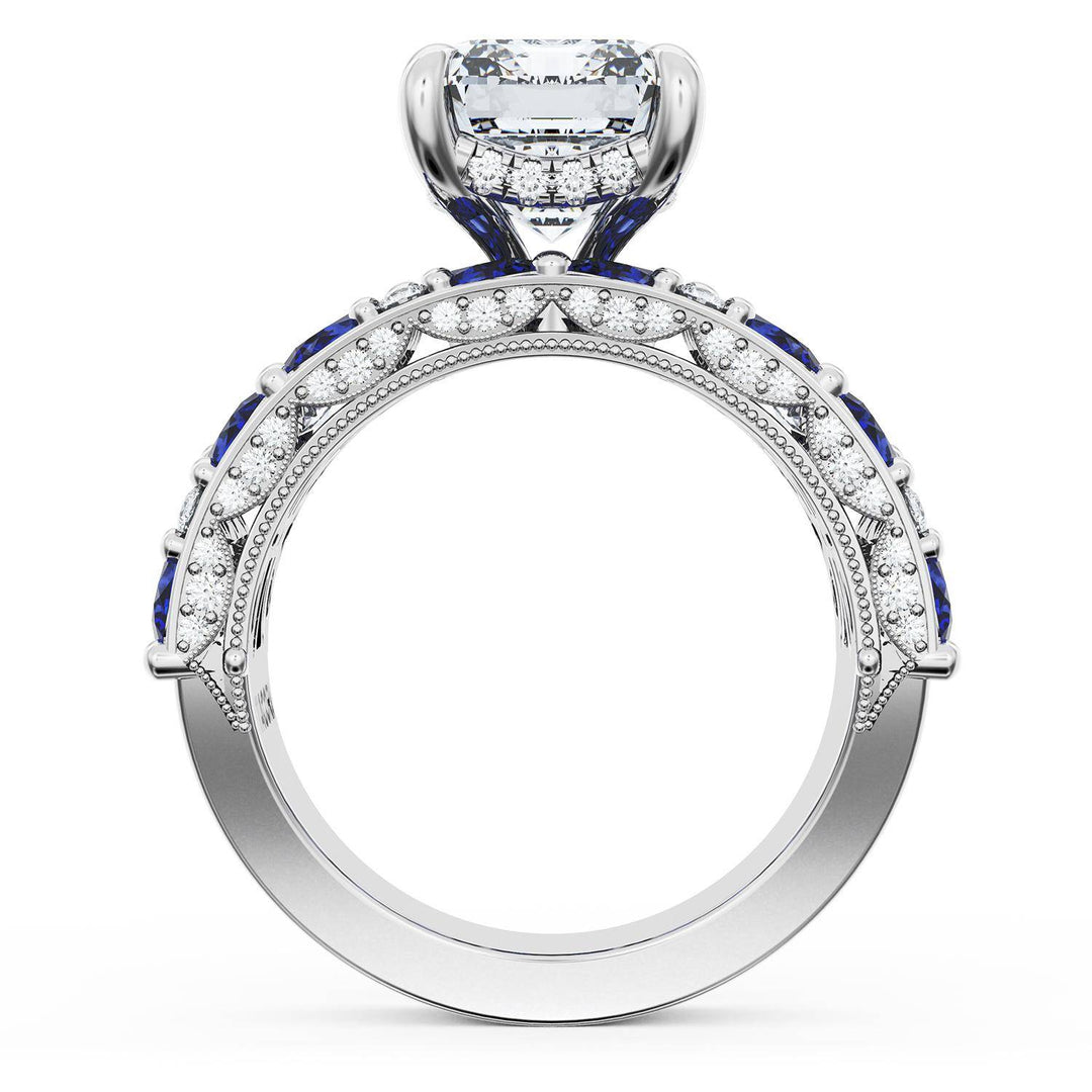 Emerald Solitaire Engagement Ring w/ Marquise & Pear Band