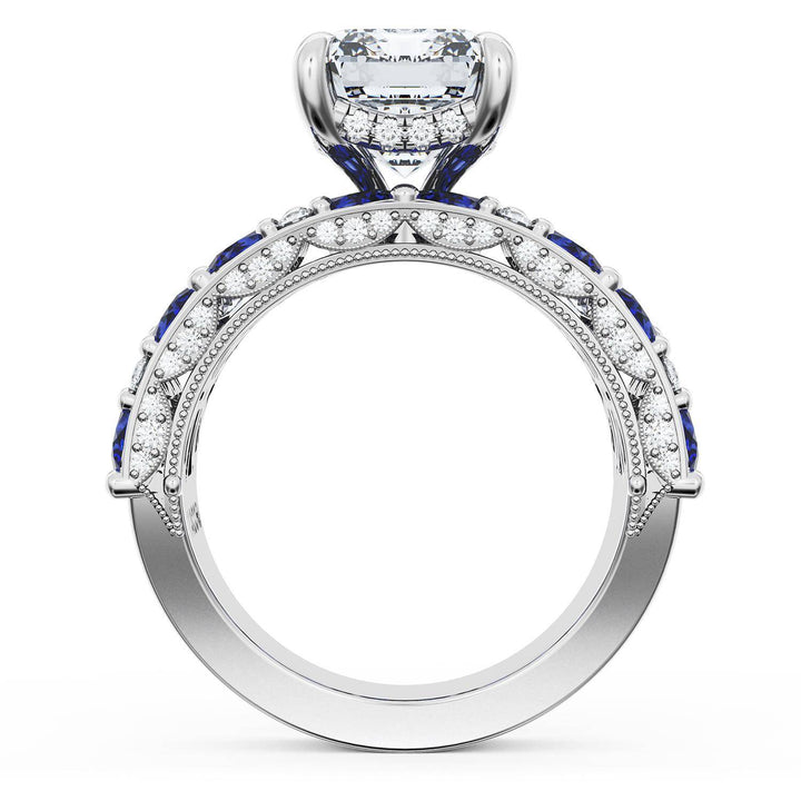 Emerald Solitaire Engagement Ring w/ Marquise & Pear Band