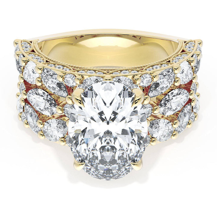 Oval Solitaire Engagement Ring w/ Marquise & Pear Band