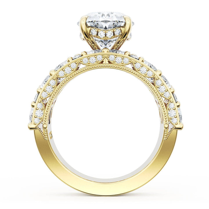 Oval Solitaire Engagement Ring w/ Marquise & Pear Band