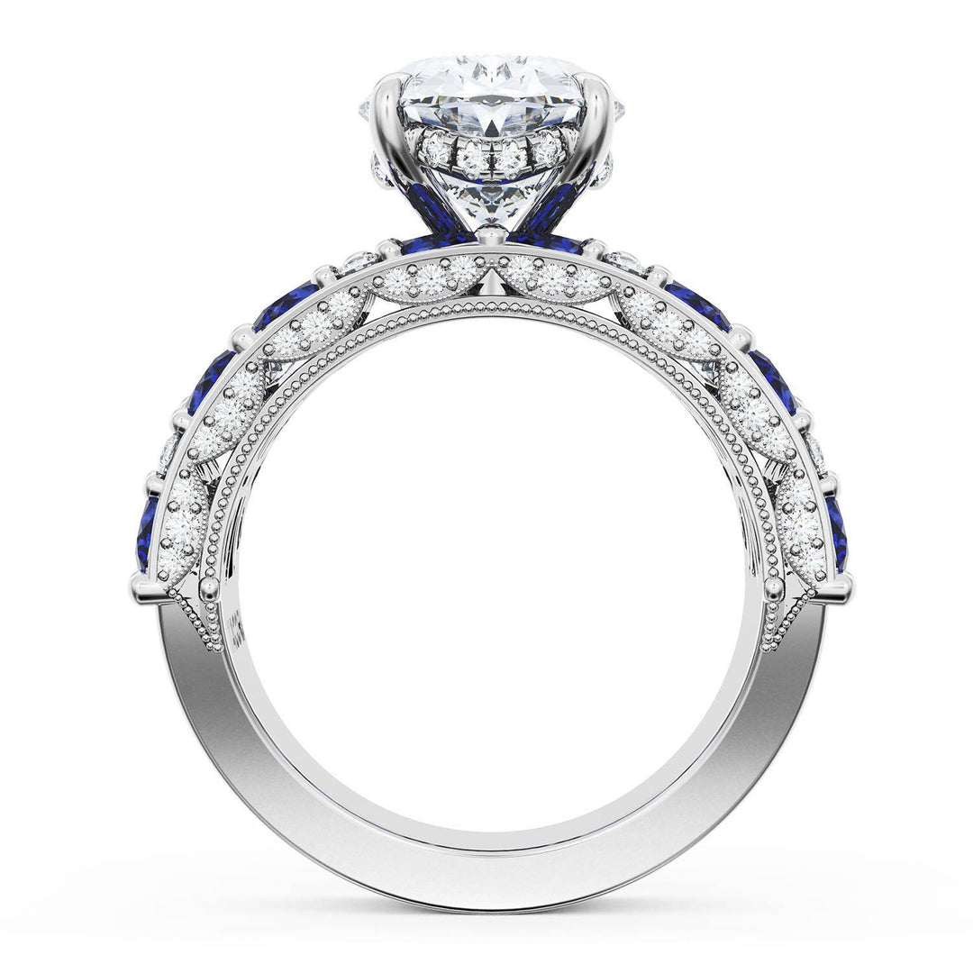 Oval Solitaire Engagement Ring w/ Marquise & Pear Band
