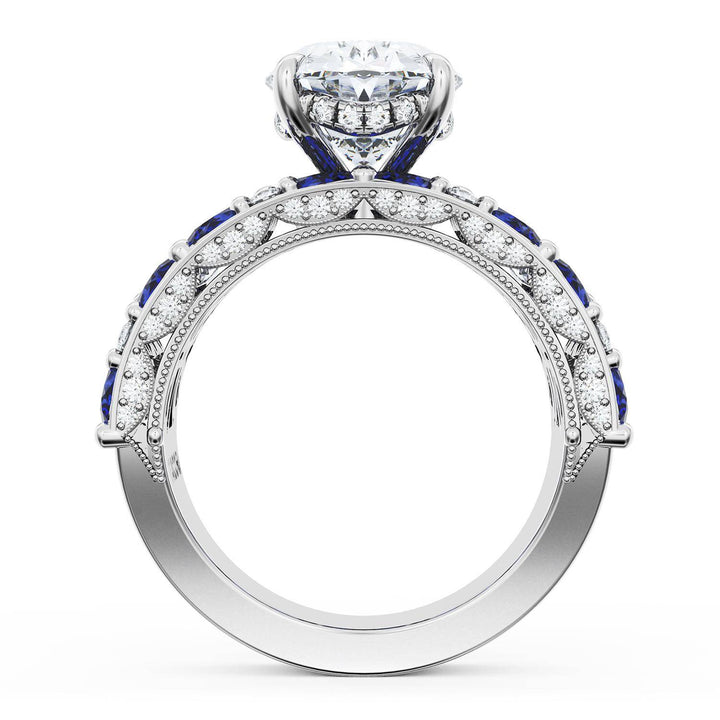 Oval Solitaire Engagement Ring w/ Marquise & Pear Band