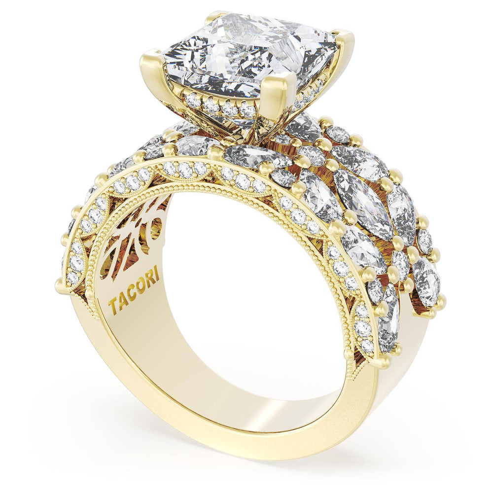 Princess Solitaire Engagement Ring w/ Marquise & Pear Band