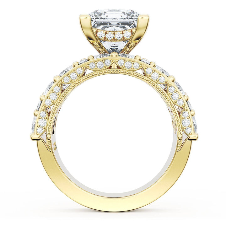 Princess Solitaire Engagement Ring w/ Marquise & Pear Band