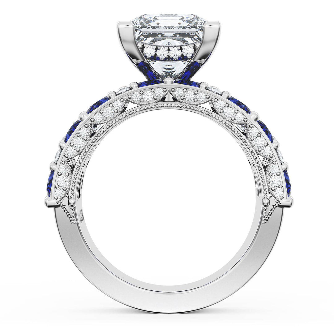 Princess Solitaire Engagement Ring w/ Marquise & Pear Band