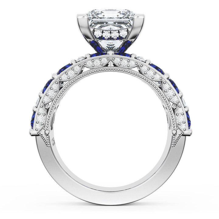 Princess Solitaire Engagement Ring w/ Marquise & Pear Band