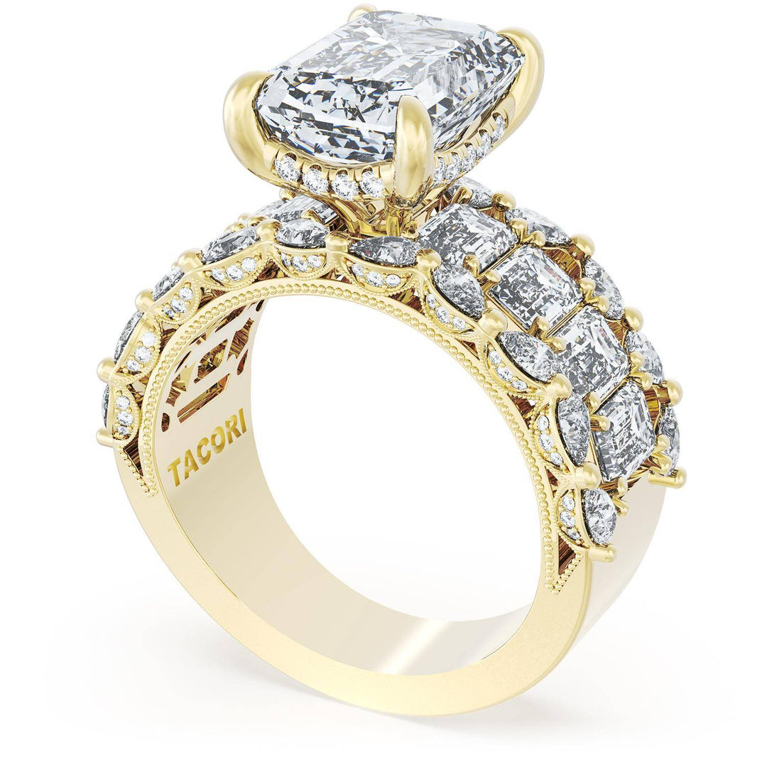 Emerald Solitaire Engagement Ring w/ Emerald & Pear Band