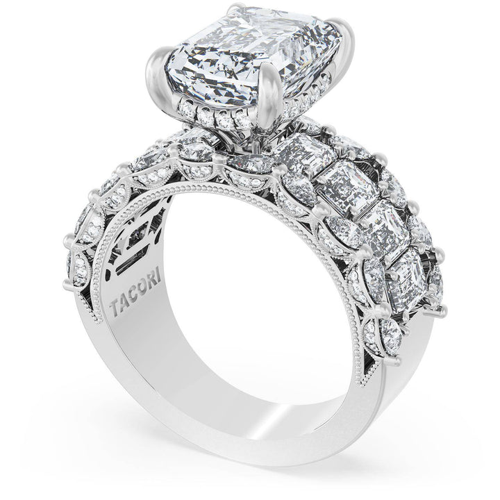 Emerald Solitaire Engagement Ring w/ Emerald & Pear Band