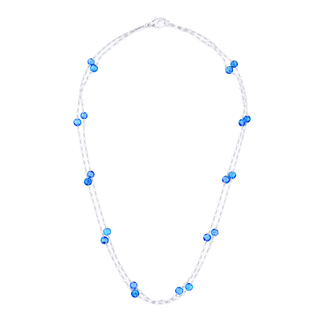 Platinum Round Sapphire and Rose-Cut Diamond Necklace