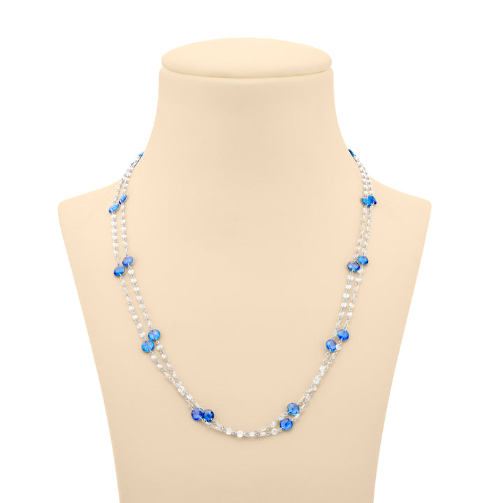 Platinum Round Sapphire and Rose-Cut Diamond Necklace