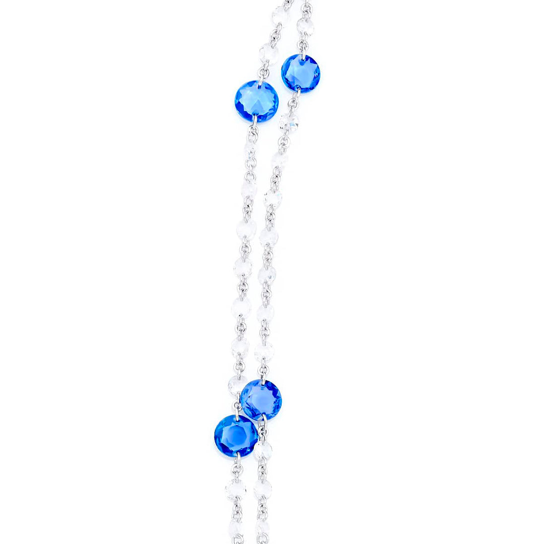Platinum Round Sapphire and Rose-Cut Diamond Necklace