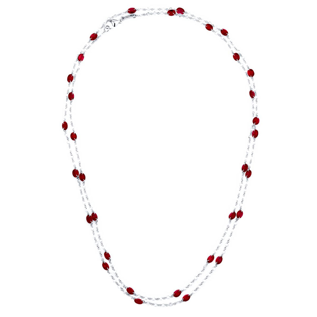 Platinum Oval Ruby and Diamond Chain