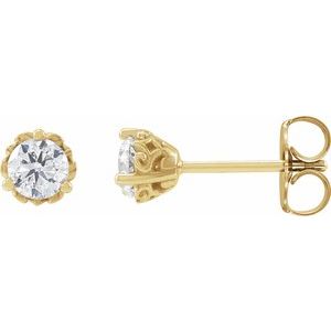 Round 3-Prong Scroll Stud Earrings - 1/2 CTW
