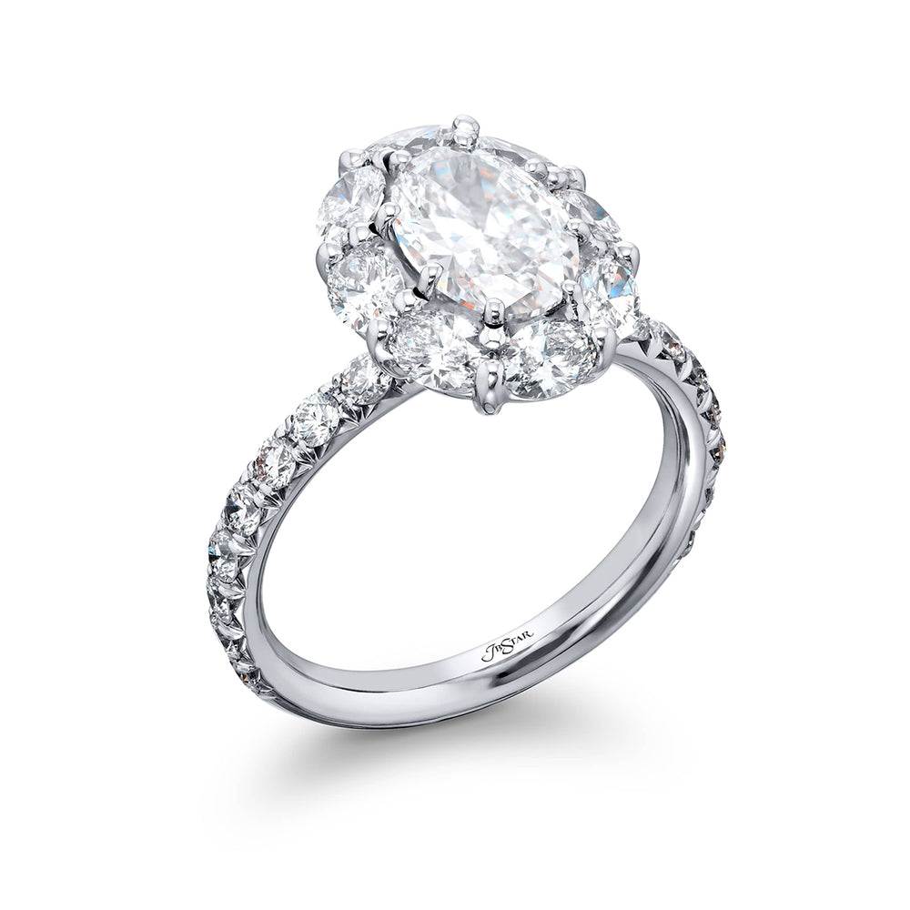 1.30 ct. GIA-Certified Oval-Cut Diamond Ring with Oval and Micro Pave Accents in Platinum