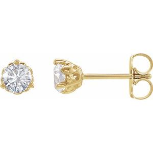 Round 3-Prong Fleur-de-lis Earrings - 1/2 CTW