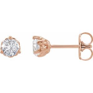 Round 3-Prong Fleur-de-lis Earrings - 1/2 CTW