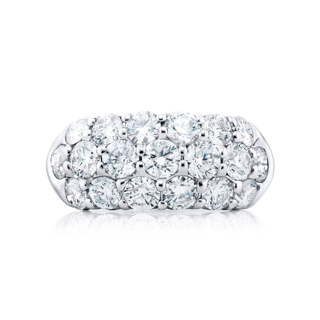 Platinum Round Diamond Three-Row Band