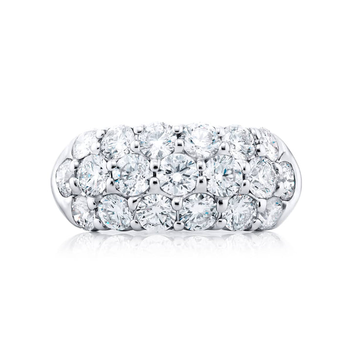 Platinum Round Diamond Three-Row Band