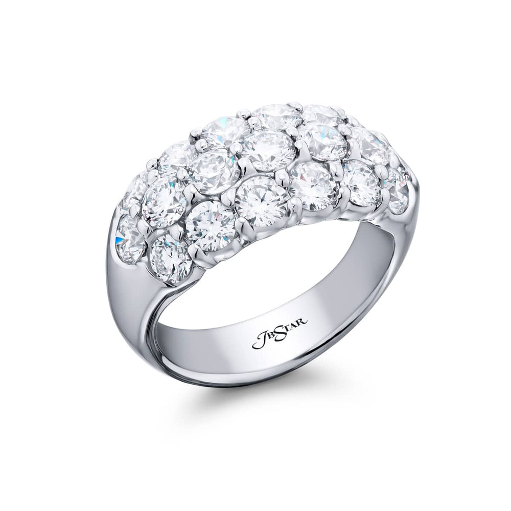 Platinum Round Diamond Three-Row Band