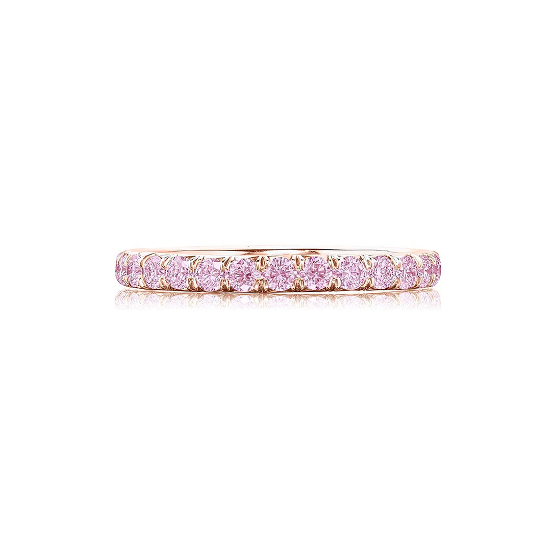 18K Pink Gold Round Diamond Micro Pave Eternity Band
