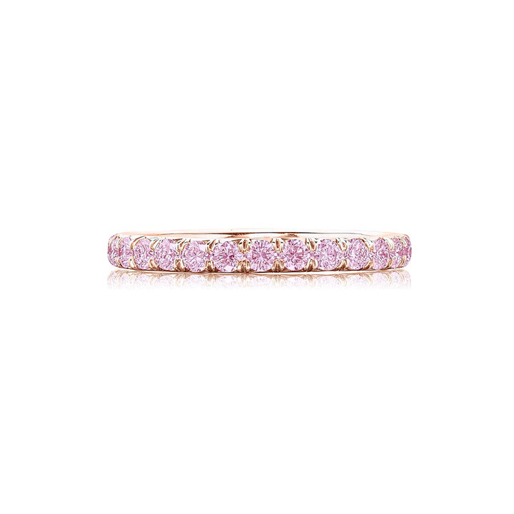 18K Pink Gold Round Diamond Micro Pave Eternity Band