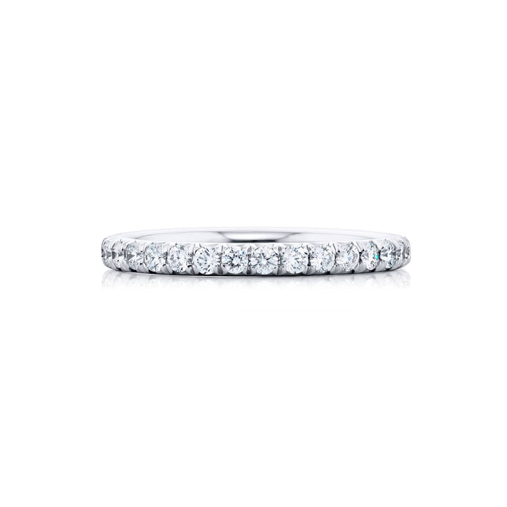 Elegance Elevated: Our stunning Cut Down Diamond Band. These stunning round diamonds are handcrafted in pure platinum.