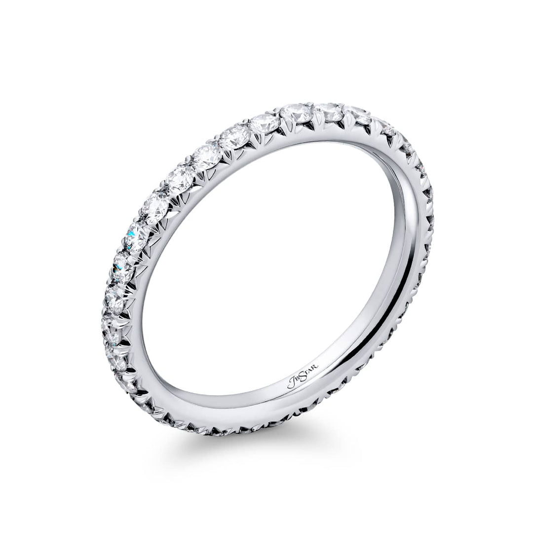 Elegance Elevated: Our stunning Cut Down Diamond Band. These stunning round diamonds are handcrafted in pure platinum.