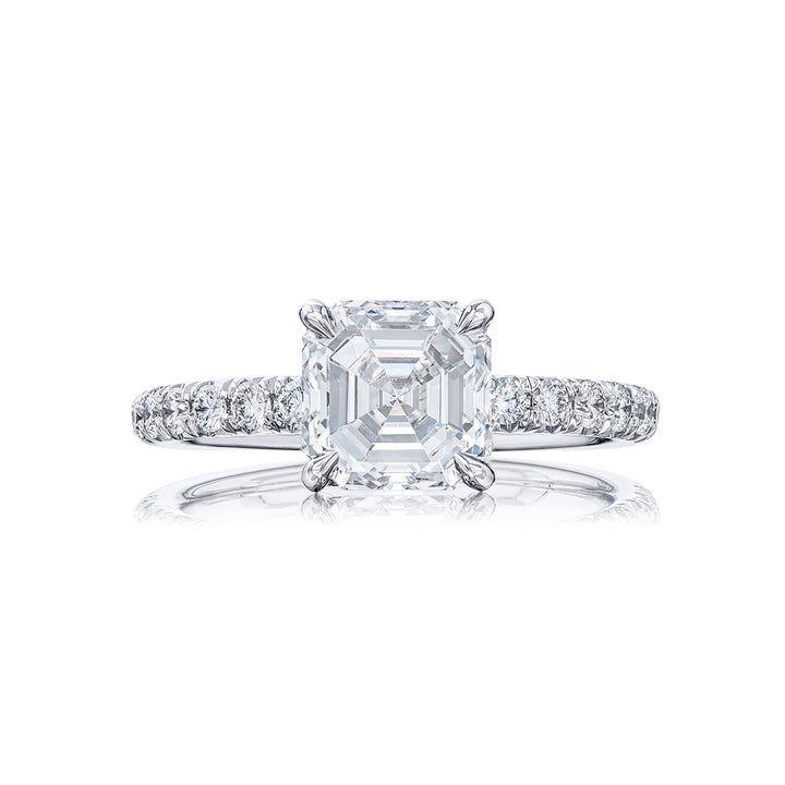 2.09 ct. GIA-Certified Square Emerald-Cut Diamond Ring with Round Accents in Platinum