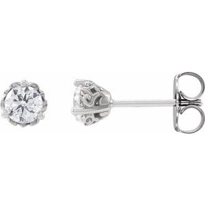 Round 3-Prong Scroll Stud Earrings - 1/2 CTW