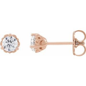 Round 3-Prong Scroll Stud Earrings - 1/2 CTW