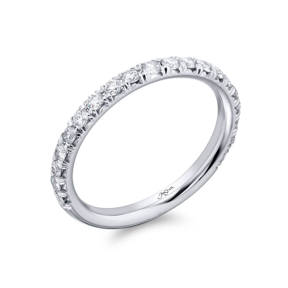 Elegance Elevated: Our stunning Cut Down Diamond Band. These stunning round diamonds are handcrafted in pure platinum.