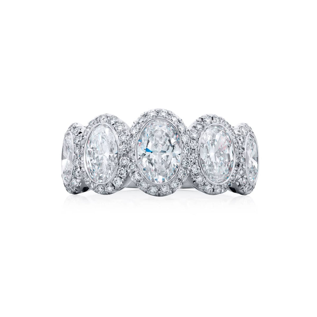Platinum Oval Diamond Bezel Set Band