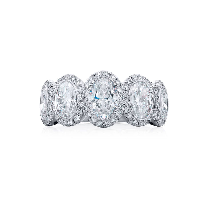 Platinum Oval Diamond Bezel Set Band