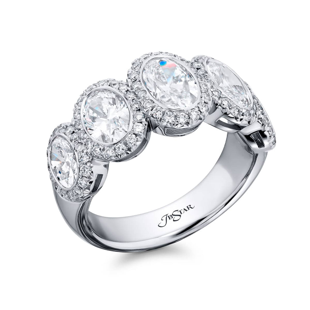 Platinum Oval Diamond Bezel Set Band