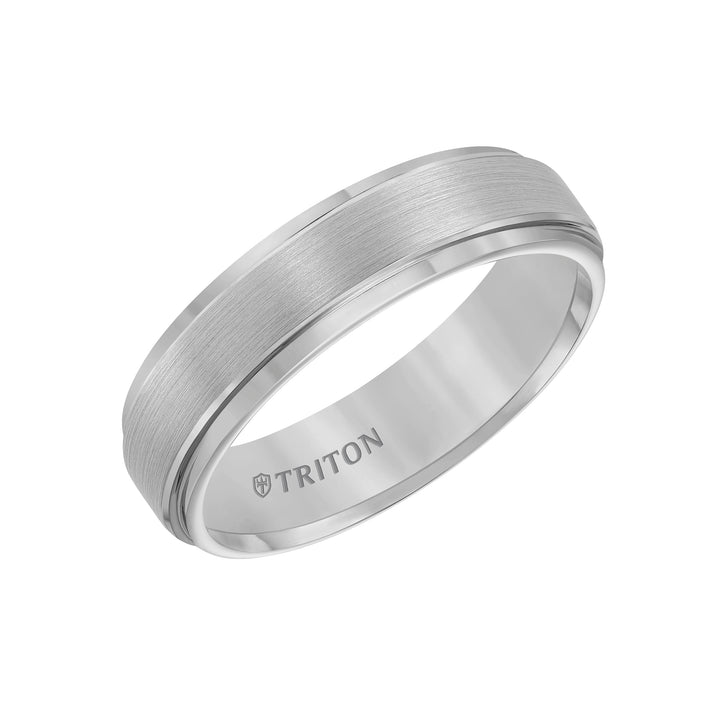 6mm Classic Tungsten Carbide Satin Finish Flat Center with Bright Step Edge Comfort Fit Band.