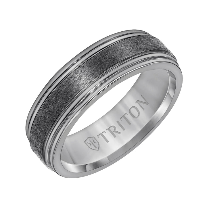 7MM Tantalumm Ring - Brush Finish Center and Round Edge