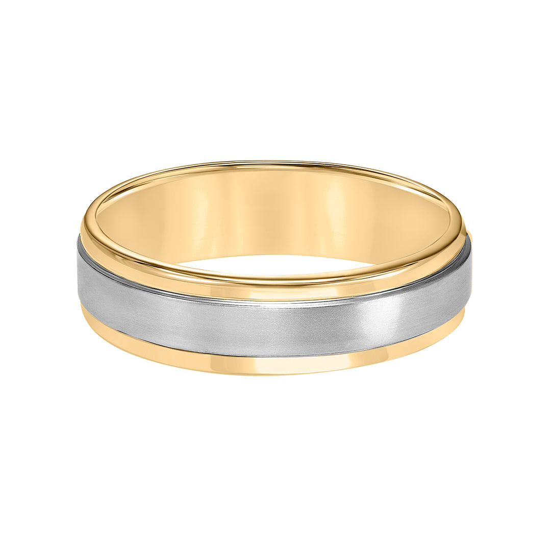 Flat Round Edge Carved Wedding Band