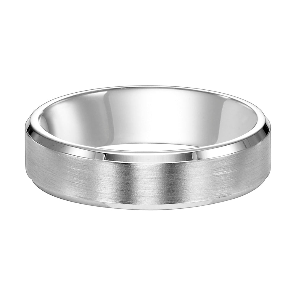Flat Bevel Edge Carved Wedding Band