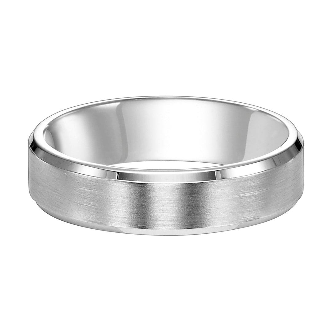 Flat Bevel Edge Carved Wedding Band