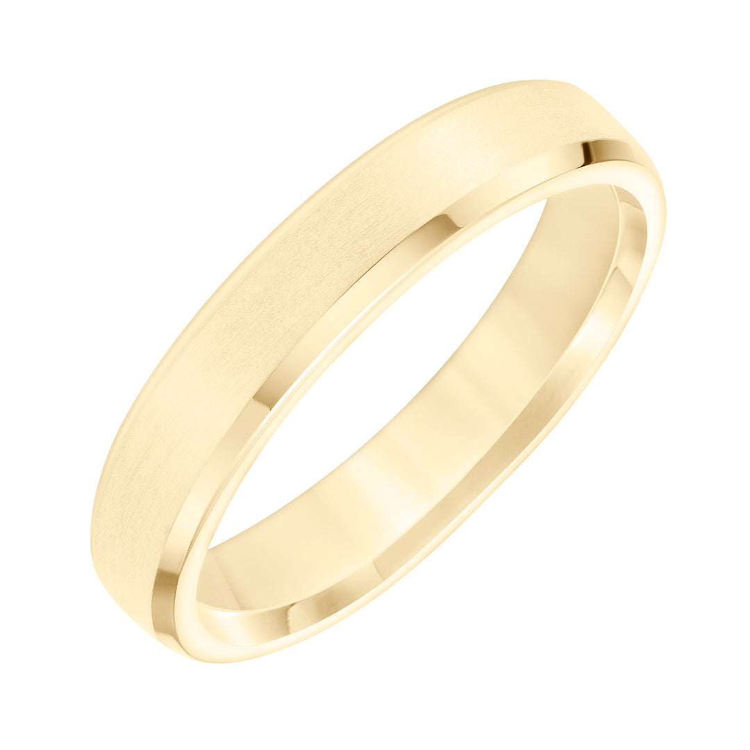 Mens Wedding Band with Brush Finish and Polished Bevel Edge