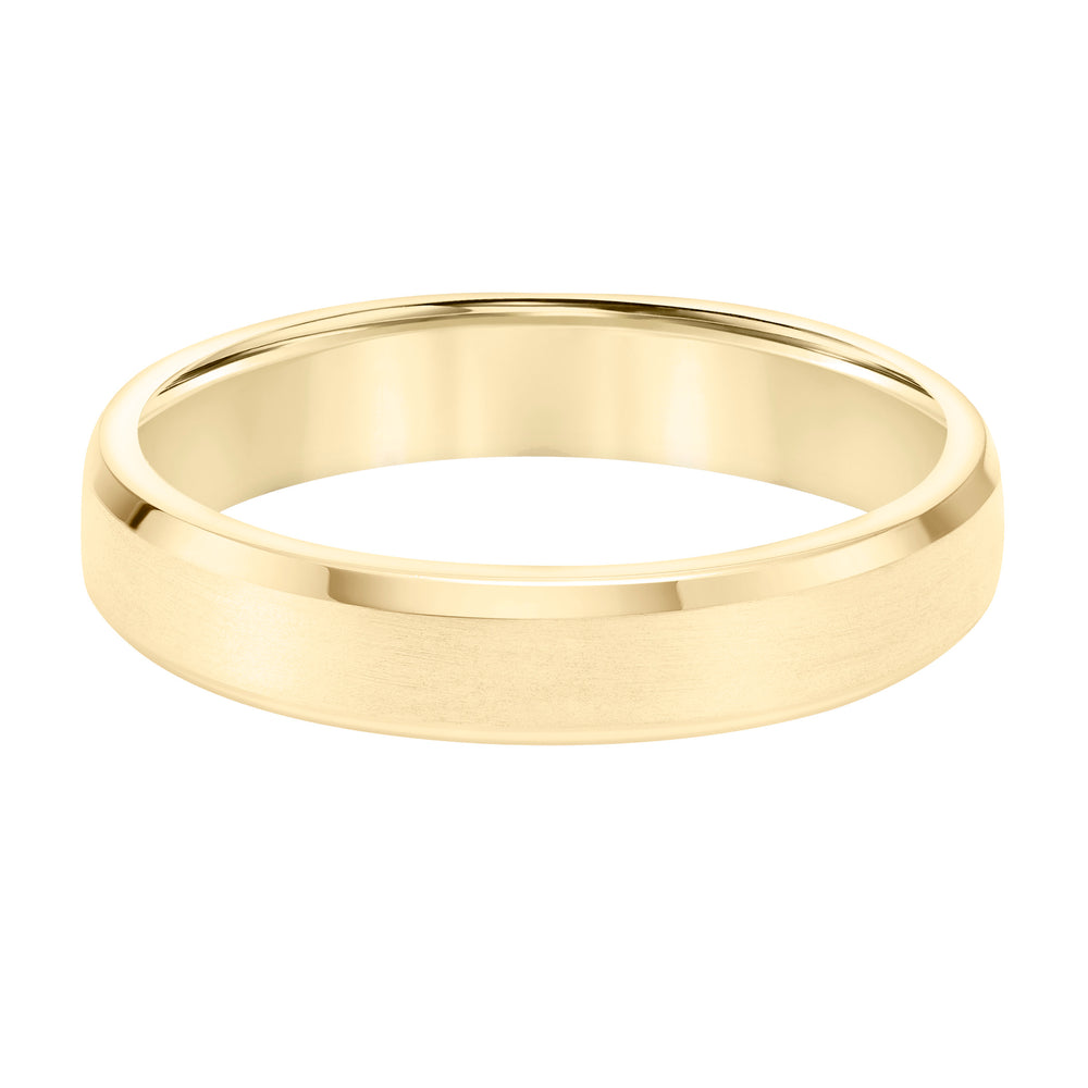 Mens Wedding Band with Brush Finish and Polished Bevel Edge