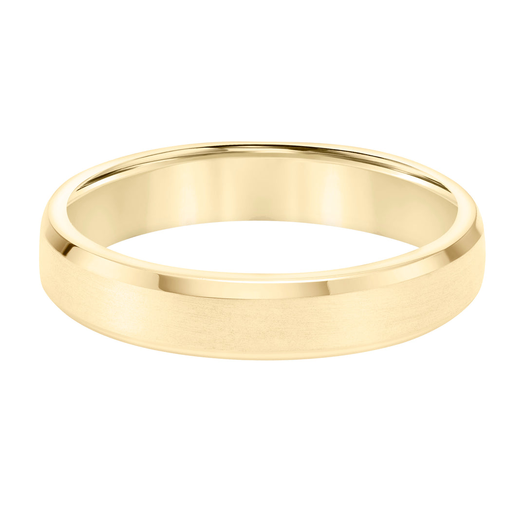 Mens Wedding Band with Brush Finish and Polished Bevel Edge