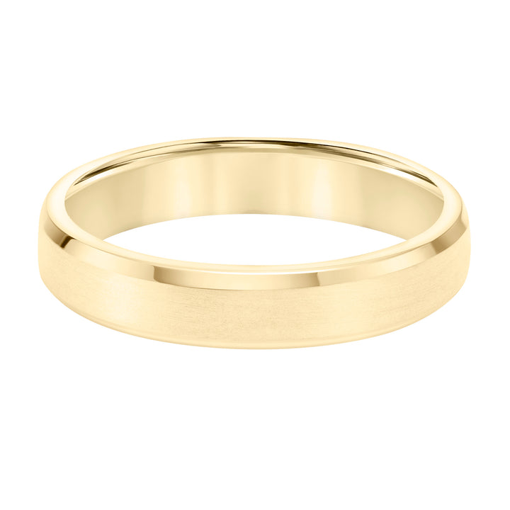 Mens Wedding Band with Brush Finish and Polished Bevel Edge