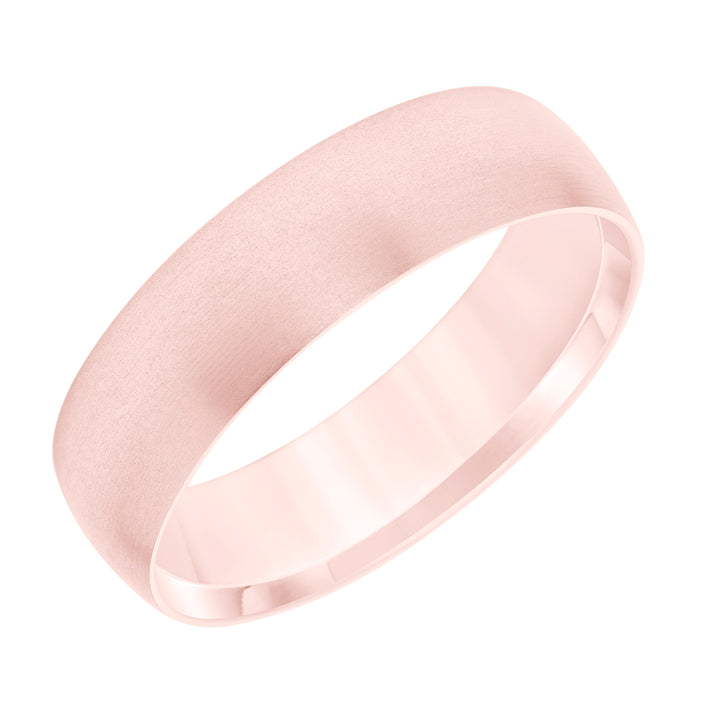 6mm Width Comfort Fit Band with Brushed Finish and Flat Edge