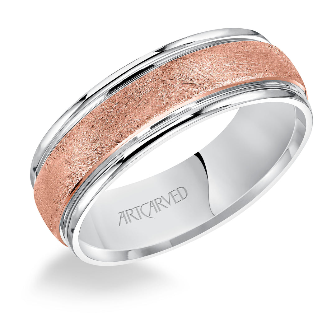 Domed Crystalline finished flat edges Comfort Fit wedding band