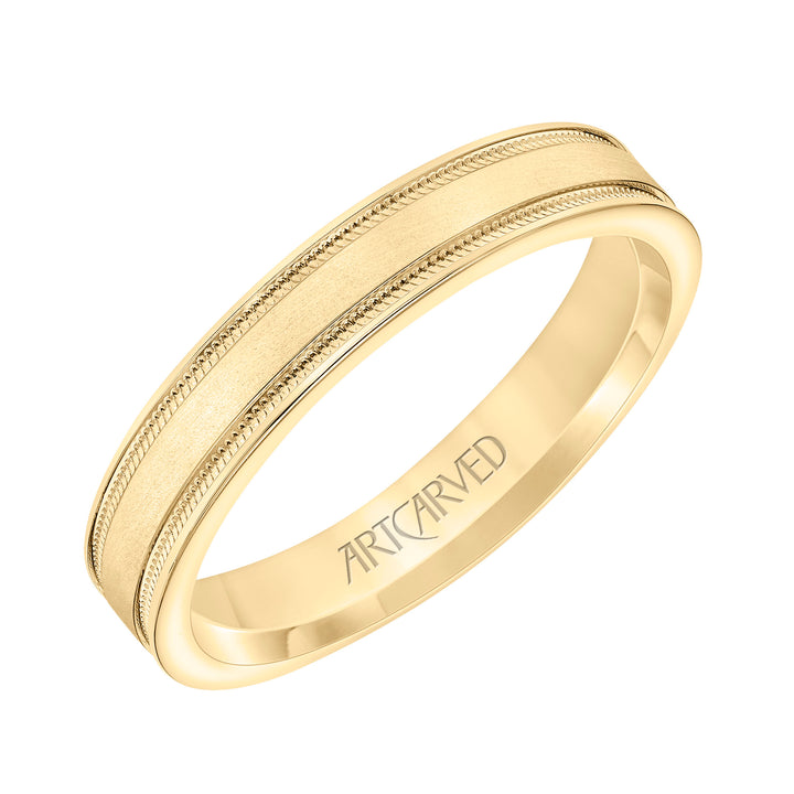 4MM Flat Edge Engraved Band with Milgrain